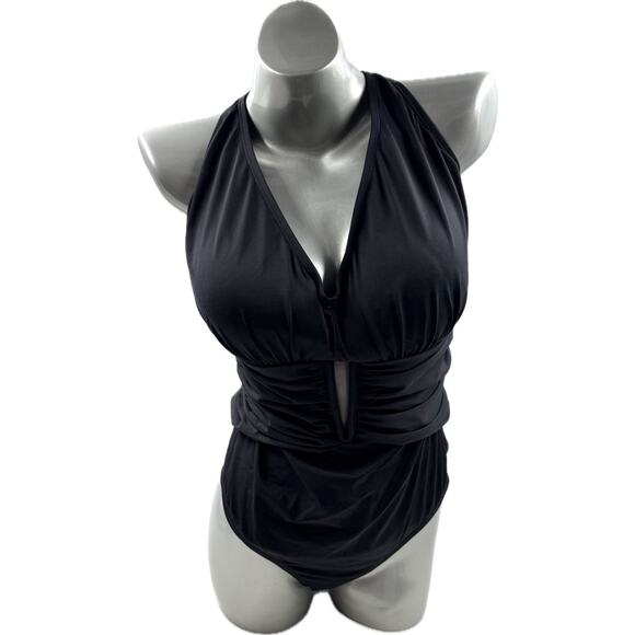 Bleu Rod Beattie Womens Plus Size 22W Black Cutout One Piece Swimsuit NEW - Picture 1 of 6